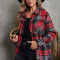 Lapel Single Breasted Shirt Women's Commuting Wear Loose Plaid