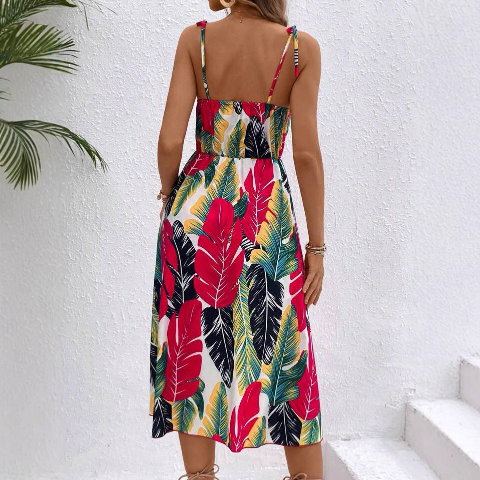Printed Strap Holiday-Style Dress For Women