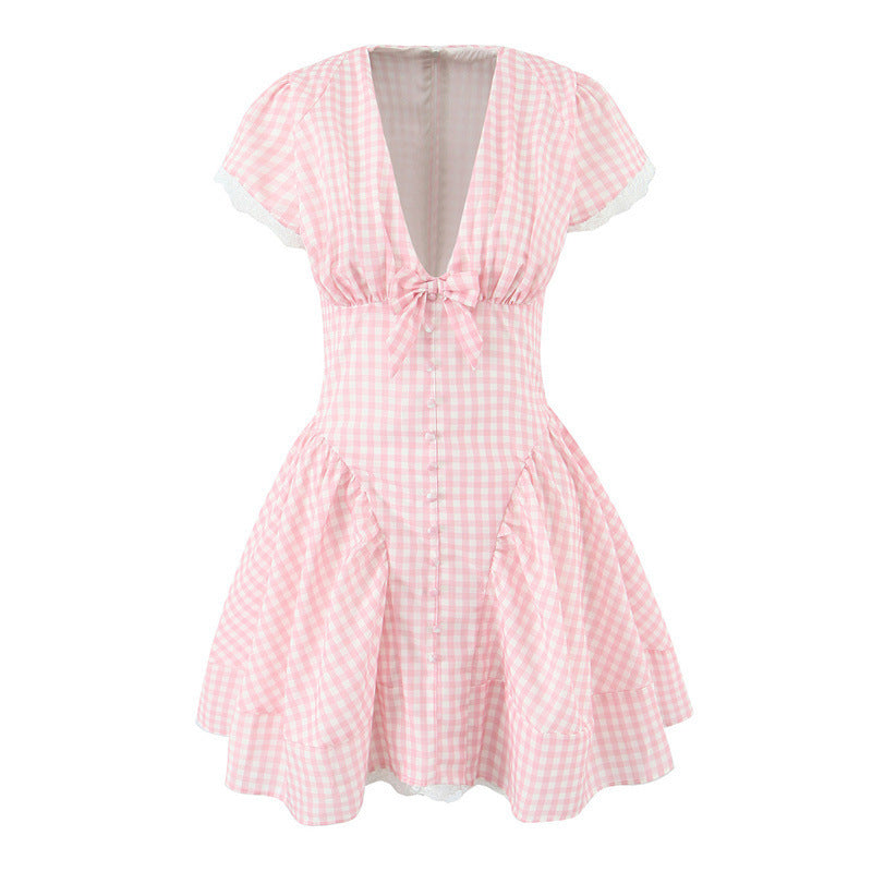 Sweet Cute Lace Stitching Cotton Mini Dress
