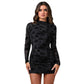 Hollow-out Flocking Sheath Slim Dress For Women
