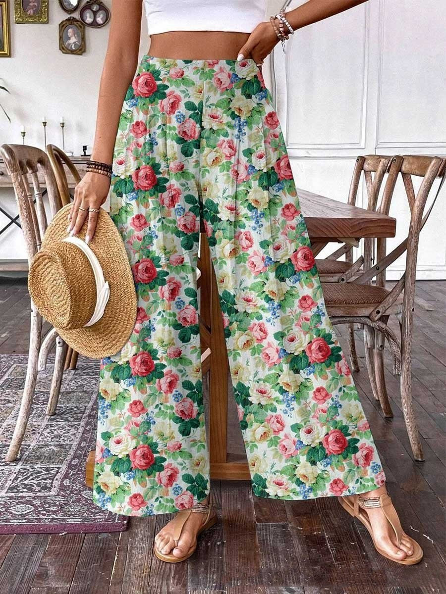 Elegant High Waist Wide Leg Women's Trousers