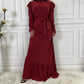 Women's Pleated Long Skirt Irregular Hem Muslim Dress