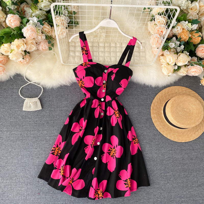 Robe fleurie de vacances pour femme