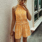 Floral halter strapless women's jumpsuit