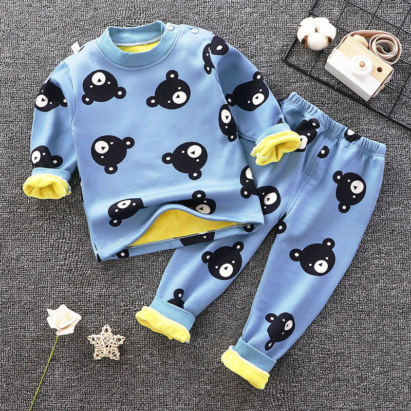 Children's Thermal Underwear Set Plus Velvet Thickening