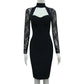 Temperament Lace Sleeve Collar Dress