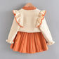 Ensemble pull tricoté à manches volantées pour fille