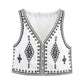 New Contrast Color Embroidered Vest Casual Shorts Suit
