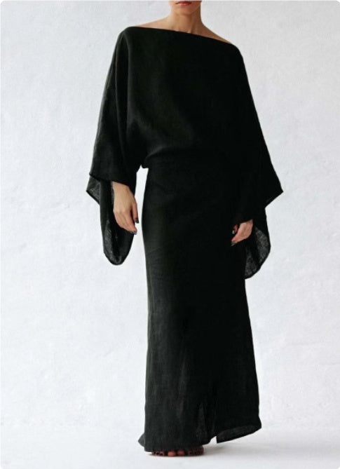 European And American Leisure Cotton And Linen Collar Dress