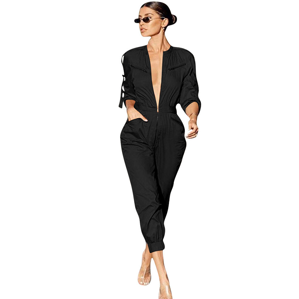 Casual micro - elastic jumpsuit