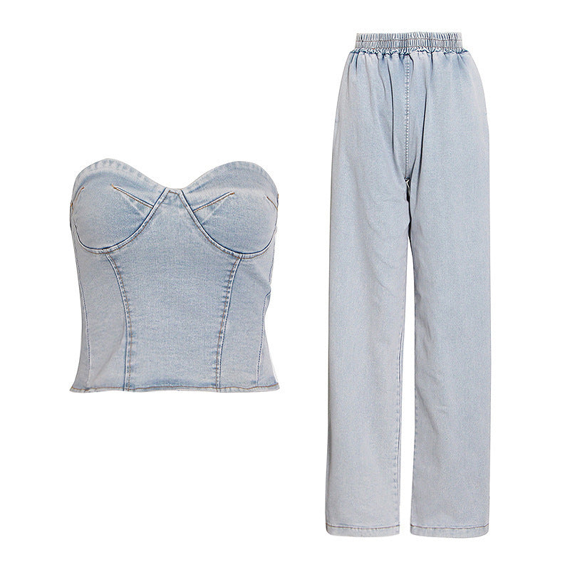European And American Fashion Stretch Denim Suit