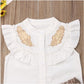 Ensemble 2 pièces short sans manches à col feuille de lotus pour bébé