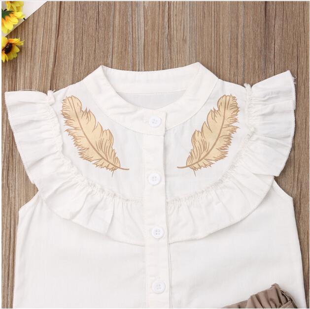 Ensemble 2 pièces short sans manches à col feuille de lotus pour bébé