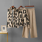Elegant Knitting Suit Letter Shawl Woolen Round Neck Casual Wide Leg Pants
