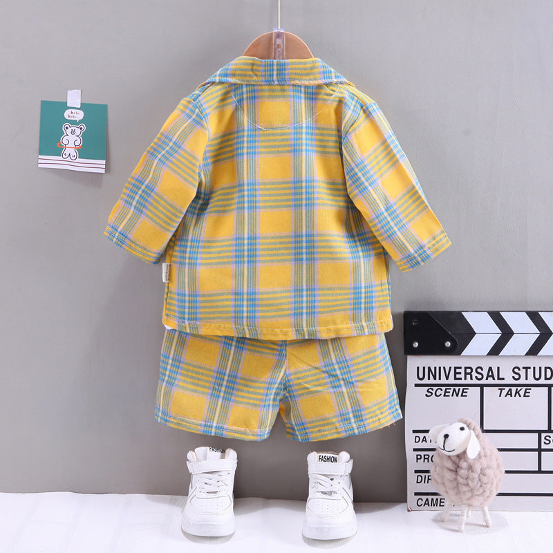 BOys Personality Lapel Three Piece Cardigan Suit