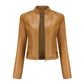 Studded Leather Women Short Jacket Long Sleeves
