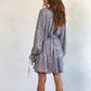 Robe drapée à lacets et col en V à paillettes pour femme