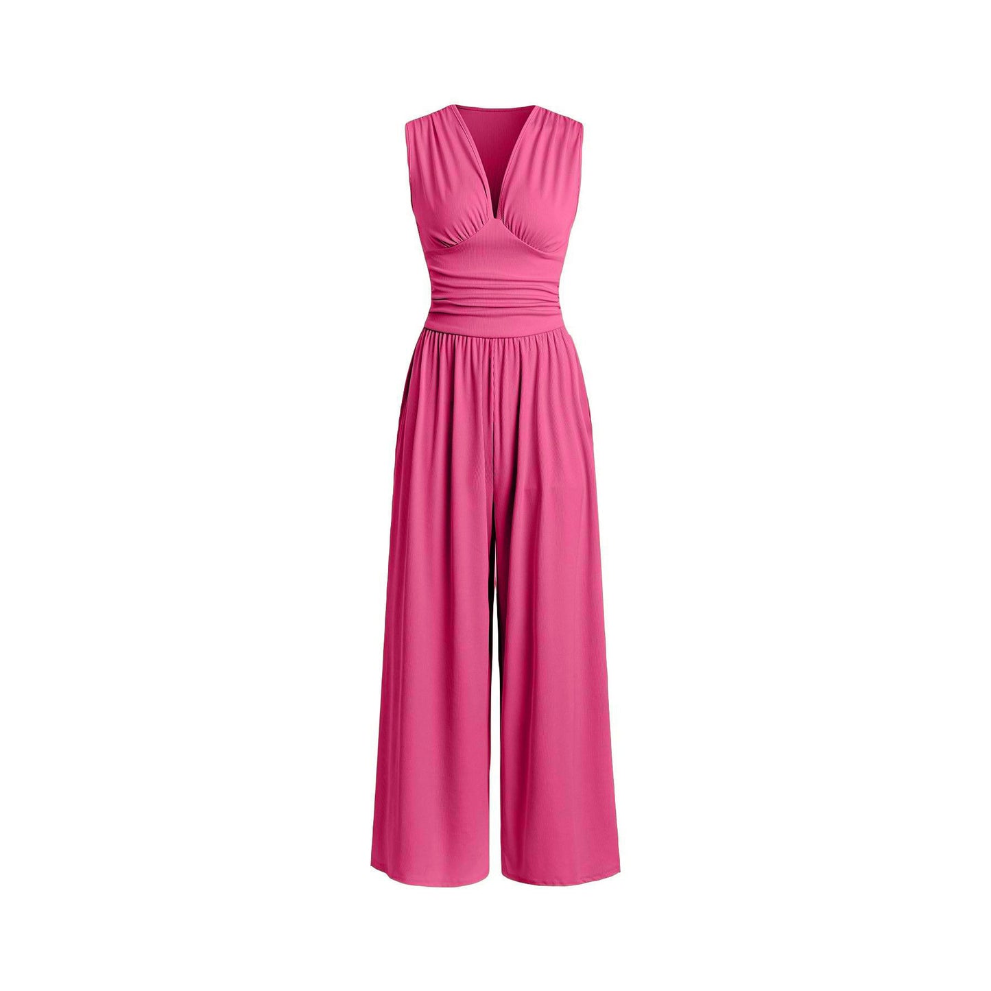 Sleeveless Knitted Jumpsuit Loose Wide-leg Pants