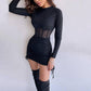 Robe d'automne à manches longues et taille ajustée pour femme
