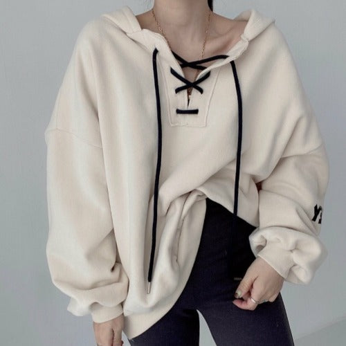 Women's Retro Simple Fashion Versatile Hooded Long Sleeve Sweater