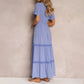 Maxi-style Long-sleeve Ruffled Flounce Sleeve V-neck Dress