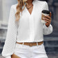V-neck Long-sleeved Chiffon Shirt Lace Stitching Solid Color Tops Women Clothing