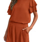 Women's Fashionable Casual Two-Piece Set Crew-Neck Short-Sleeve Top And Shorts