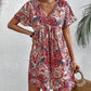 Fashion Women V-neck Printed Dress