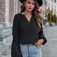 Solid Color And V-neck Loose Casual Women's Top