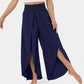Pantalon de yoga ample fendu, taille haute, élastique, jambes larges, mode femme, vêtements polyvalents