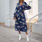 Autumn New European And American Women's Clothing Cross-border Long Sleeve Flower Print Dress