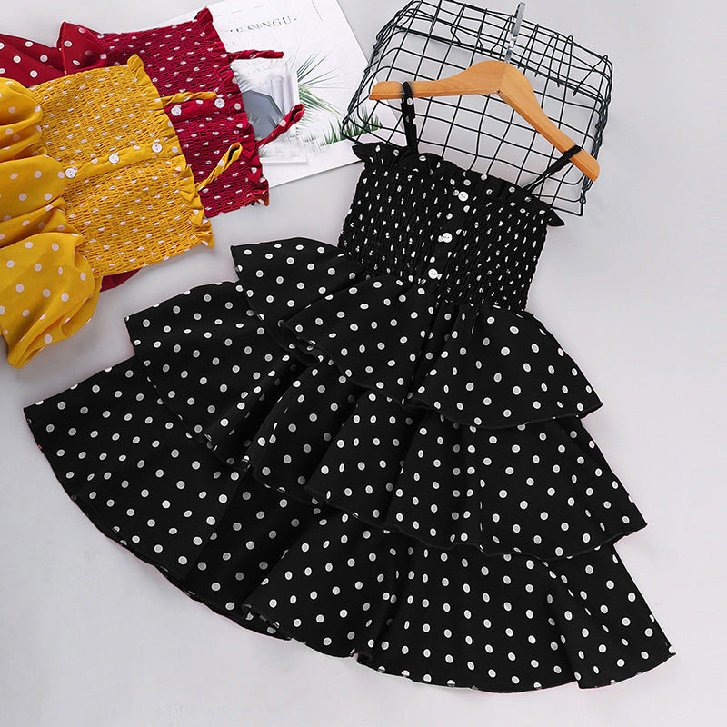 European and American Girls Western Style Polka Dot Dress