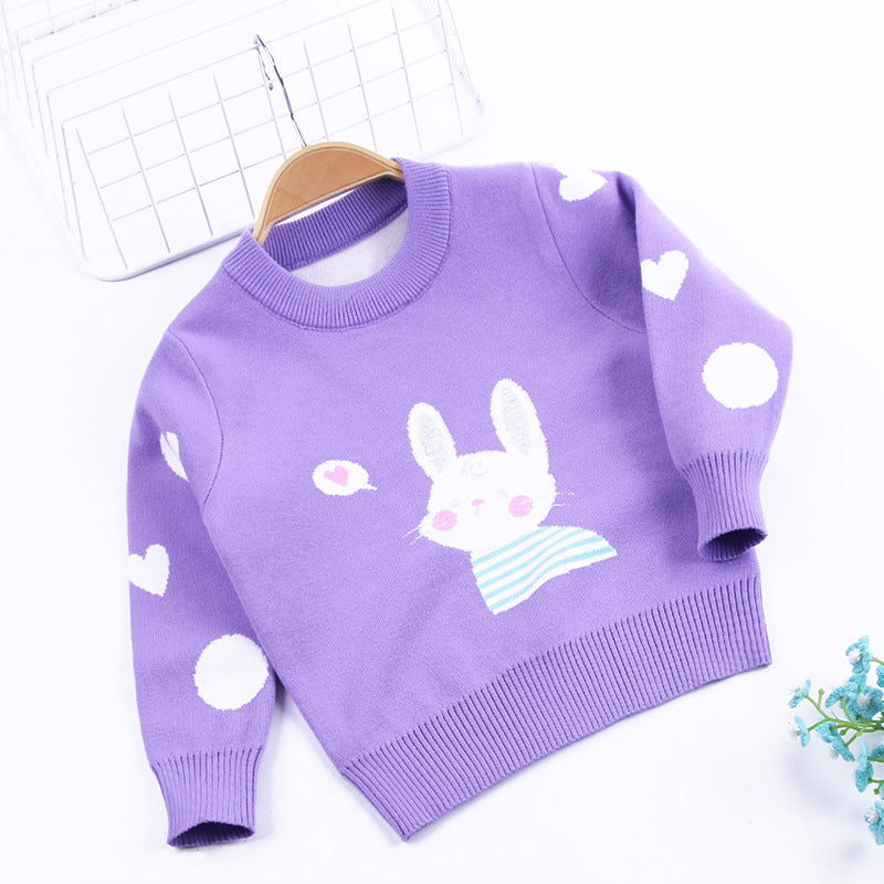 Le pull en tricot ne se décolore pas, j'adore le double manteau lapin blanc