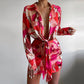 Robe à manches longues et imprimé à revers pour femme