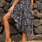 Summer New Pleated Ruffled Skirt Casual Floral Split Skirt