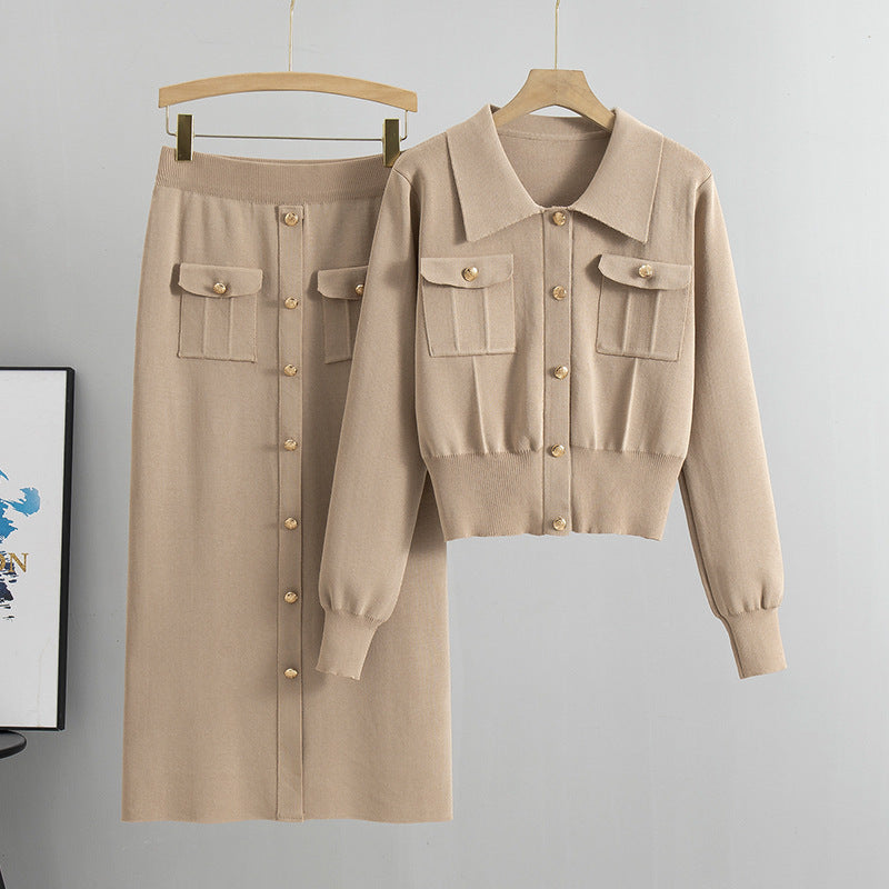 French Style High Sense Knitting Suit Women's Spring And Autumn New Sweet
