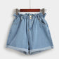 Calyx elastic waist denim shorts female summer high waist was thin student wide leg pants