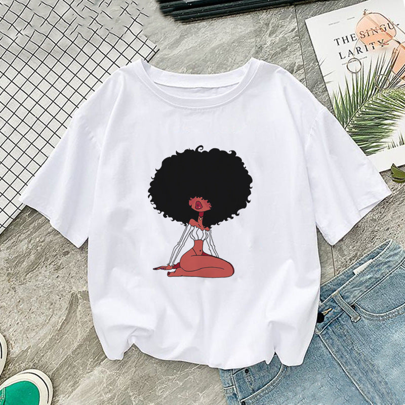 Fille africaine imprimée à manches courtes pour femmes