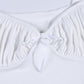 Women's bow pleated strap U-neck vest