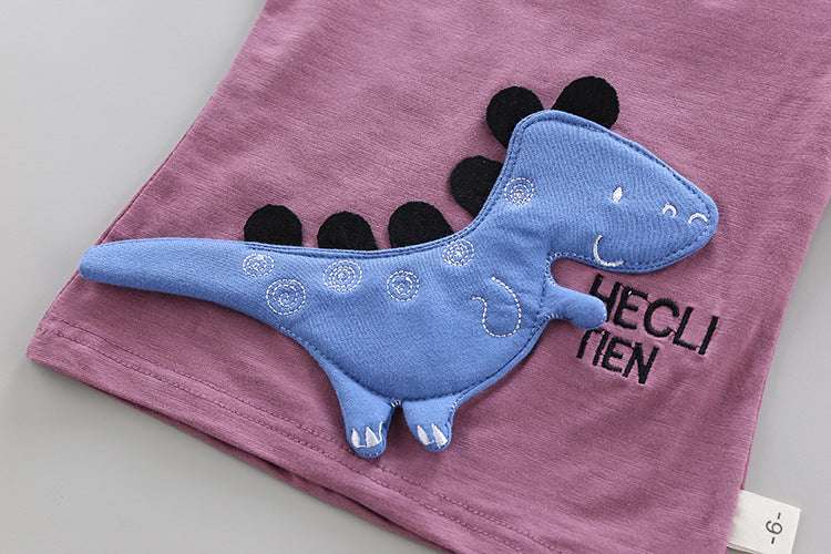 Baby Short-sleeved Cartoon Cotton Dinosaur Two-piece Suit