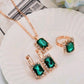 Europe And The United States Personalized Water Drop Color Diamond Necklace, Earrings, Rings Set, Shiny High-end Bridal Jewelry Wholesale