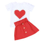 Ensemble jupe et nœud pour bébé fille, vêtements d'été européens et américains, nouvelle collection Pearl Love, blanc, manches courtes