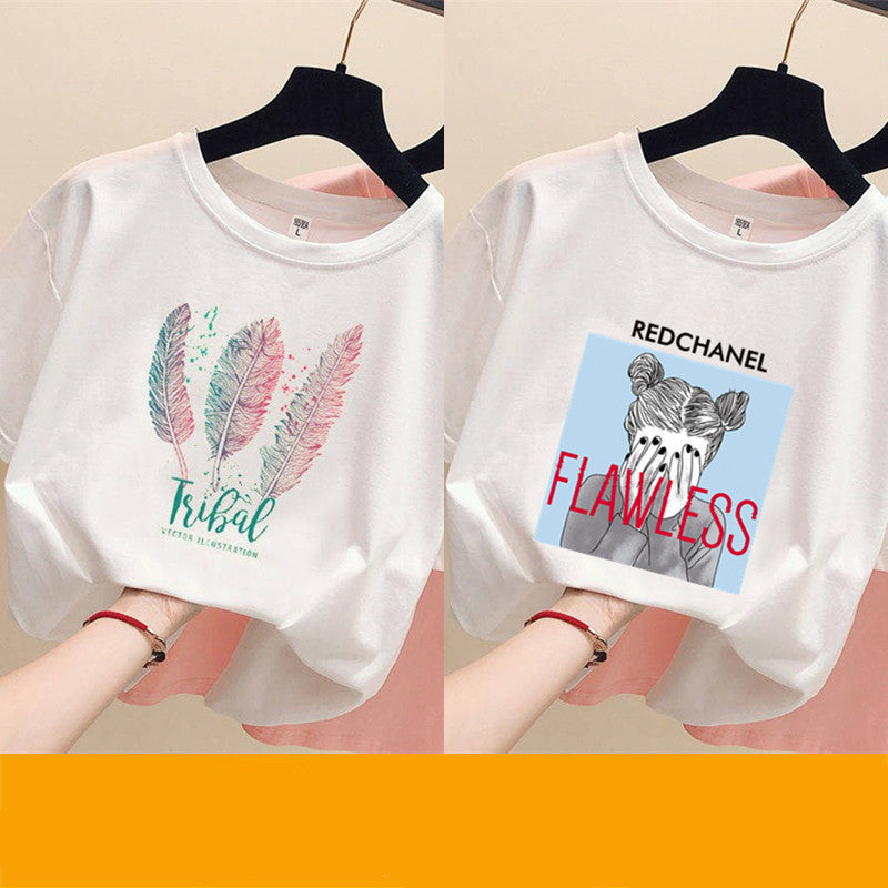 Women's loose ins trendy white short-sleeved t-shirt