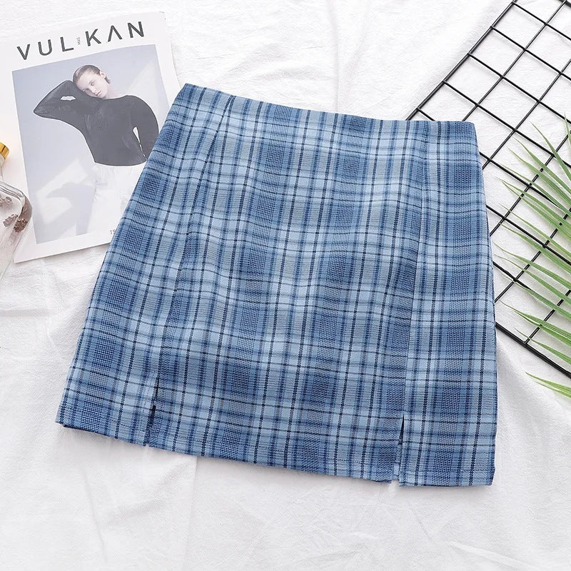 High waist skirt side slit multicolor skirt