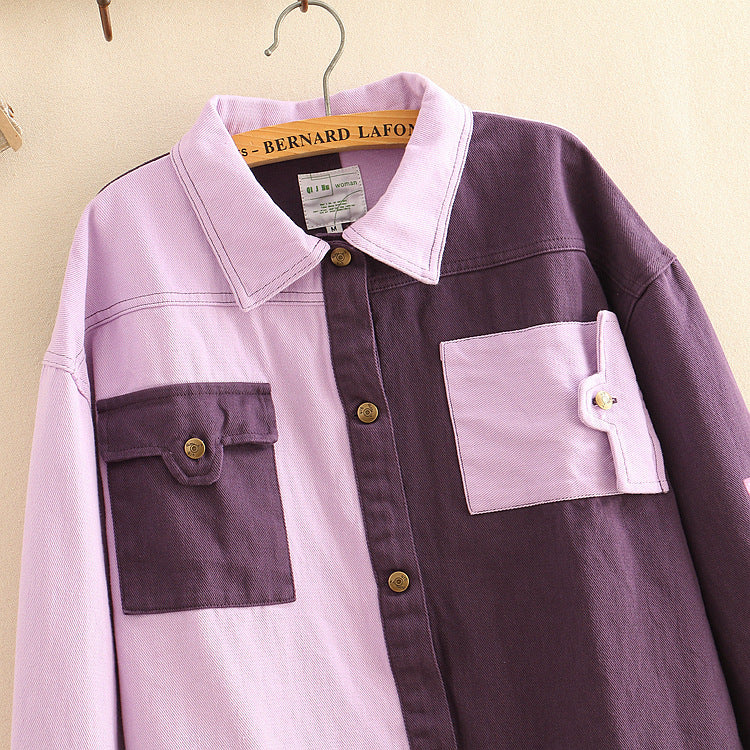 Loose-fitting color-matching coat