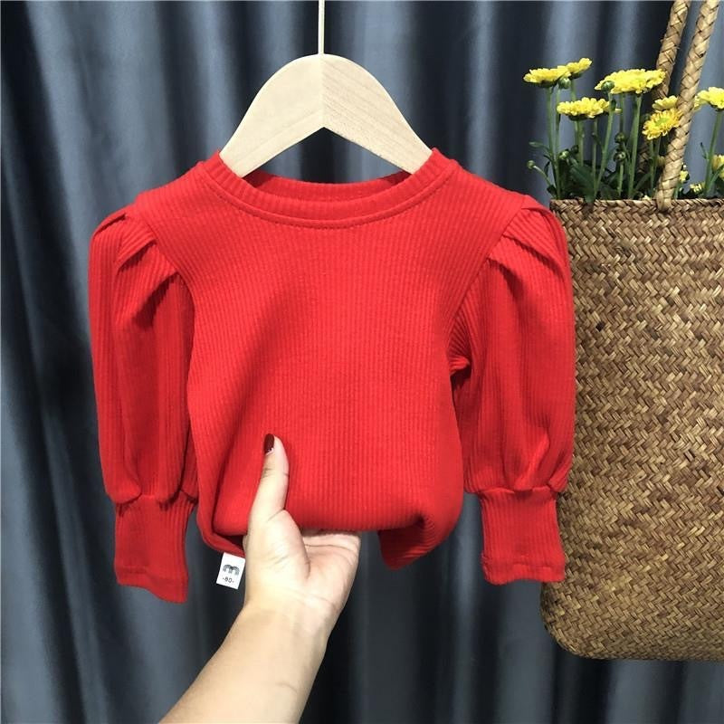 Baby Girl Puff Sleeve Long Sleeve Top Bottoming Shirt