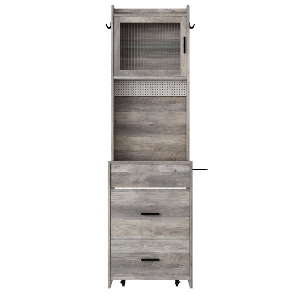 Gray Hemp Faced Particleboard With Triamine 2 Pull 1 Door 1 Flip LED 3 Tone Light Touch Mirror Dressing Table Set