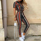 Lapel printed jumpsuit