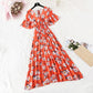 Chiffon Dress Female French Platycodon Floral Long Skirt Waist Was Thinner