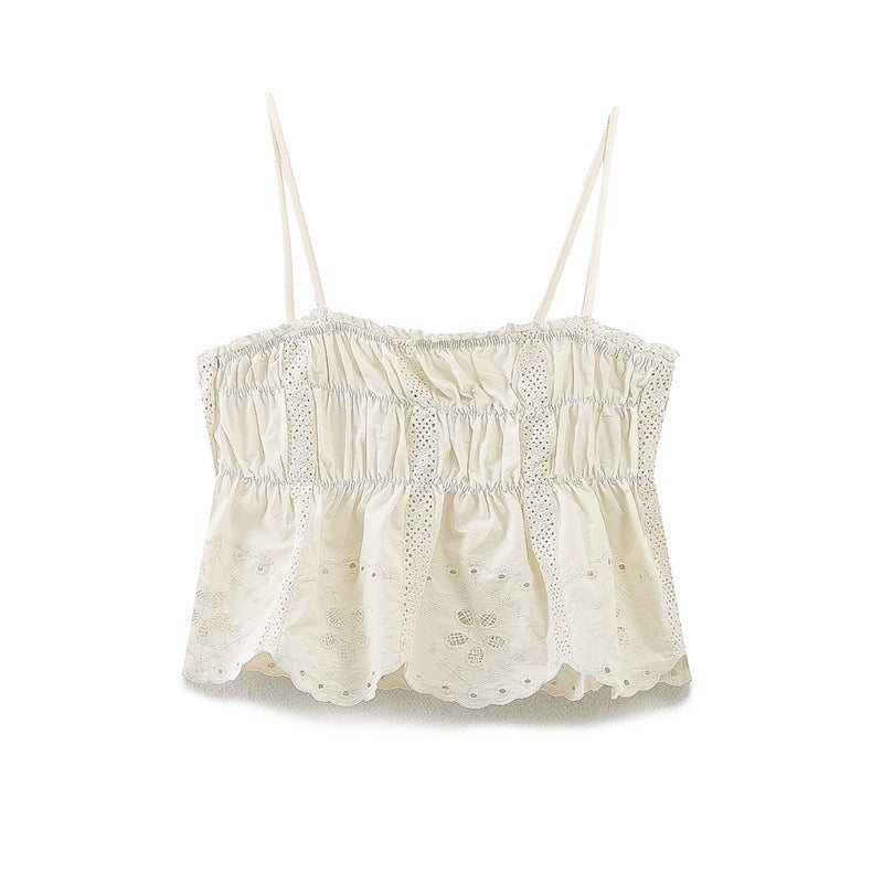 Embroidered Strap Top And Shorts